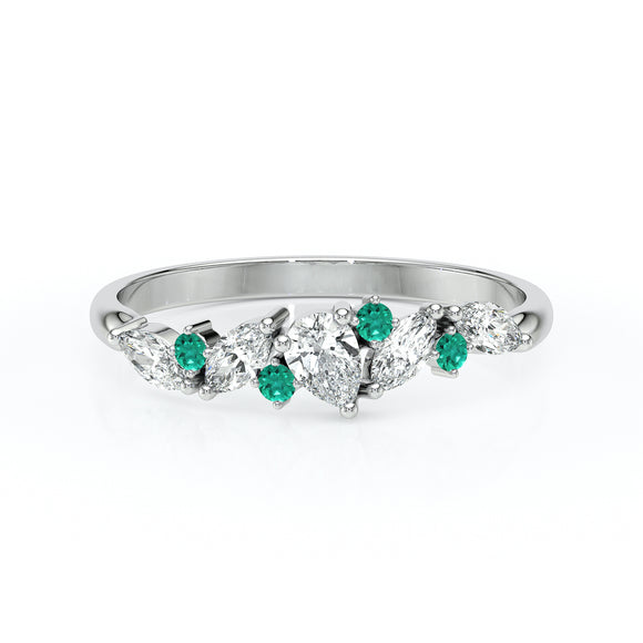 Bague émeraude et diamant Florale - 1