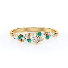 Bague émeraude et diamant Florale - 1