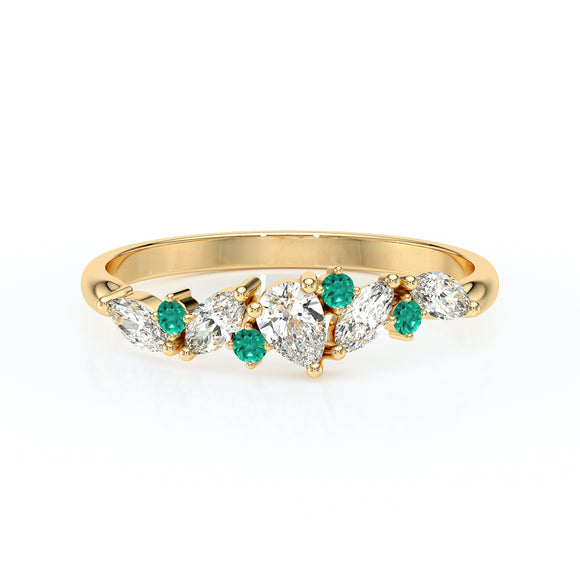 Bague émeraude et diamant Florale - 1