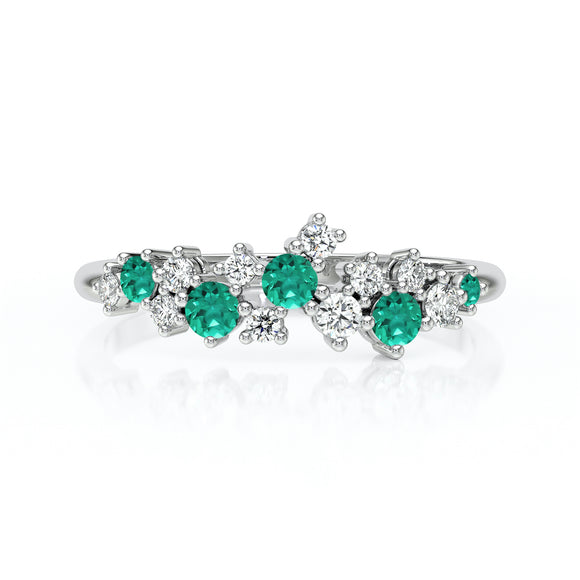 Bague émeraude et diamant Florale - 4