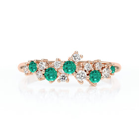 Bague émeraude et diamant Florale - 4