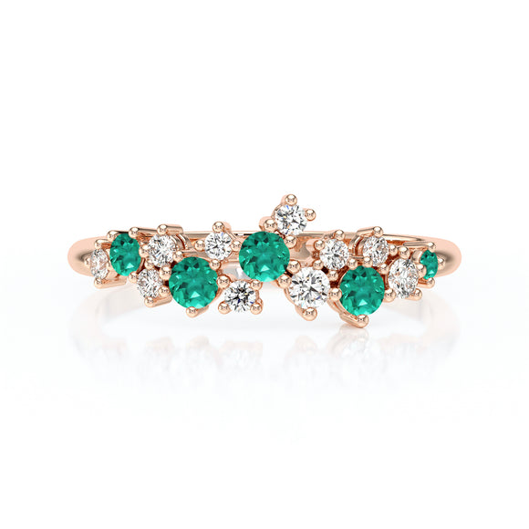Bague émeraude et diamant Florale - 4