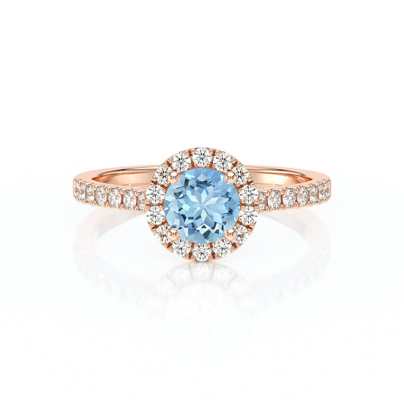 Bague entourage aigue-marine diamant Coup de Foudre - 10