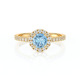 Bague entourage aigue-marine diamant Coup de Foudre - 10