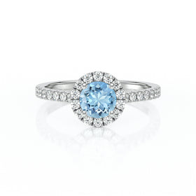 Bague entourage aigue-marine diamant Coup de Foudre - 10