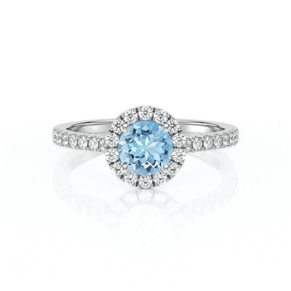 Bague entourage aigue-marine diamant Coup de Foudre - 10