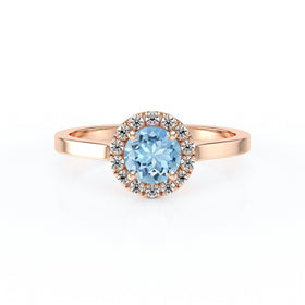 Bague entourage aigue-marine diamant Coup de Foudre - 14