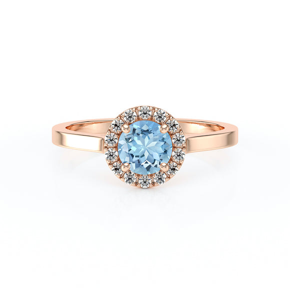 Bague entourage aigue-marine diamant Coup de Foudre - 14