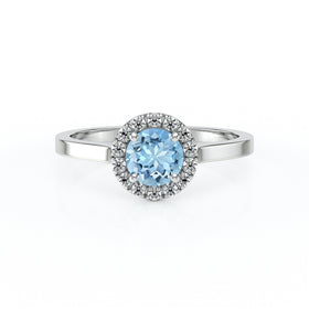 Bague entourage aigue-marine diamant Coup de Foudre - 14