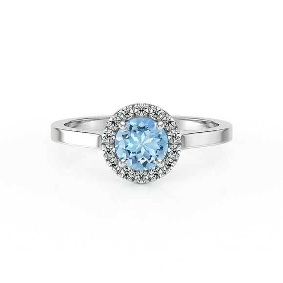 Bague entourage aigue-marine diamant Coup de Foudre - 14