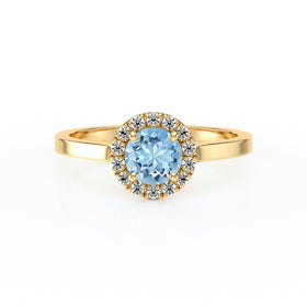 Bague entourage aigue-marine diamant Coup de Foudre - 14