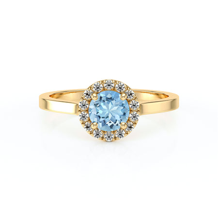 Bague entourage aigue-marine diamant Coup de Foudre - 14