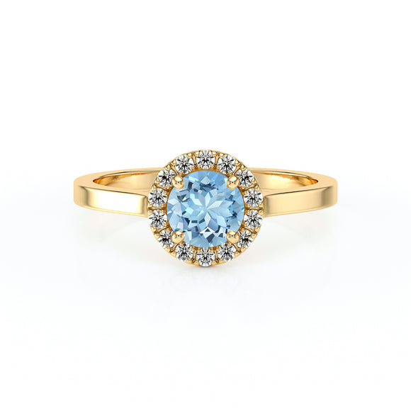 Bague entourage aigue-marine diamant Coup de Foudre - 14