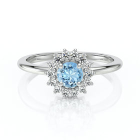 Bague entourage aigue-marine et diamant Coup de Foudre - 4