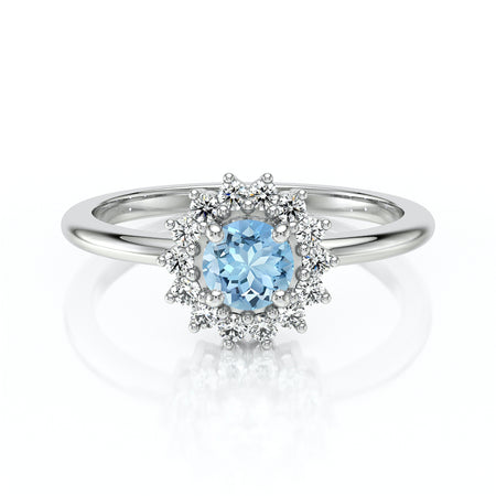 Bague entourage aigue-marine et diamant Coup de Foudre - 4