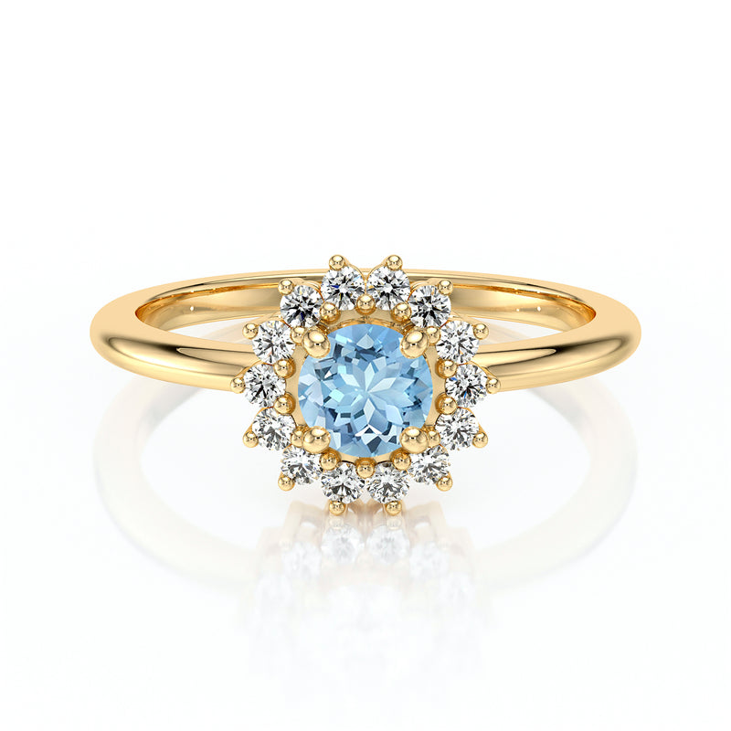 Bague entourage aigue-marine et diamant Coup de Foudre - 4