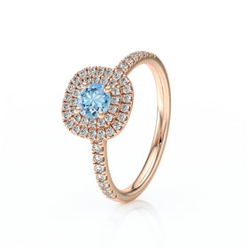 Bague entourage aigue-marine diamant Coup de Foudre - 7