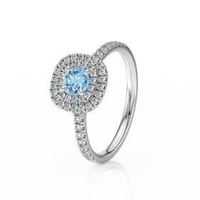 Bague entourage aigue-marine diamant Coup de Foudre - 7