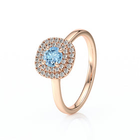 Bague entourage aigue-marine diamant Coup de Foudre - 8