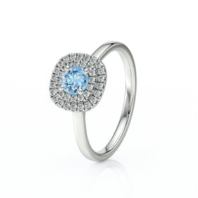 Bague entourage aigue-marine diamant Coup de Foudre - 8