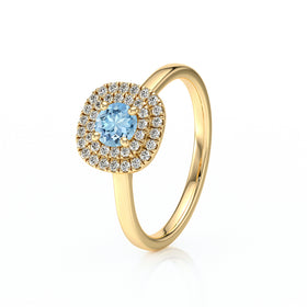Bague entourage aigue-marine diamant Coup de Foudre - 8