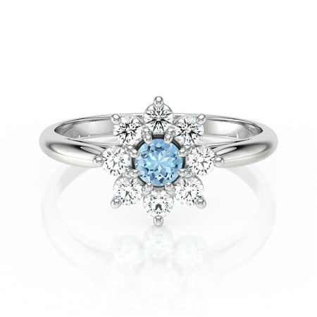 Bague entourage aigue-marine et diamant Marguerite - 1