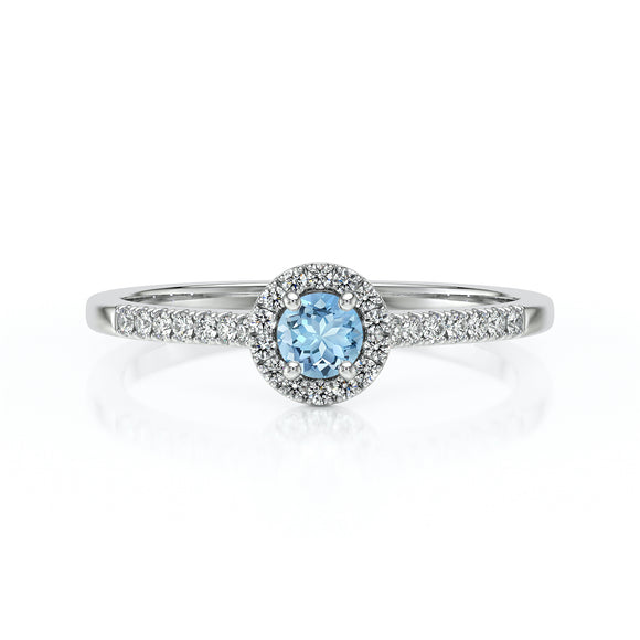 Bague entourage aigue-marine et diamant Pour la Vie - 1