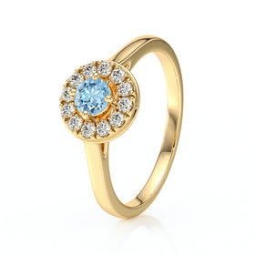 Bague entourage aigue-marine et diamant Pour la Vie - 2