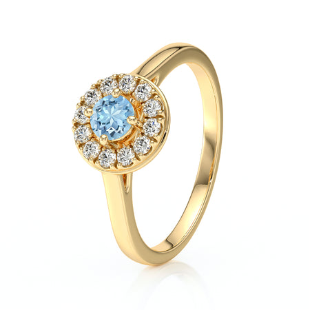 Bague entourage aigue-marine et diamant Pour la Vie - 2