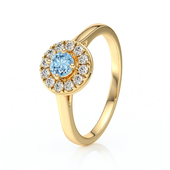 Bague entourage aigue-marine et diamant Pour la Vie - 2