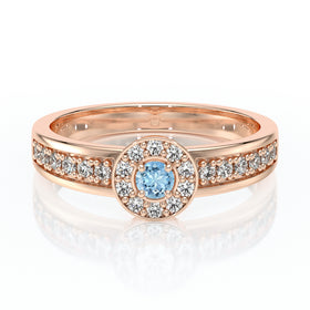 Bague entourage aigue-marine et diamant Pour la Vie - 3