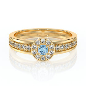 Bague entourage aigue-marine et diamant Pour la Vie - 3