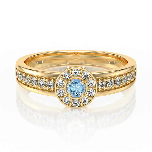 Bague entourage aigue-marine et diamant Pour la Vie - 3