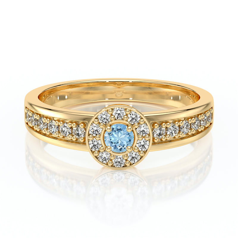 Bague entourage aigue-marine et diamant Pour la Vie - 3