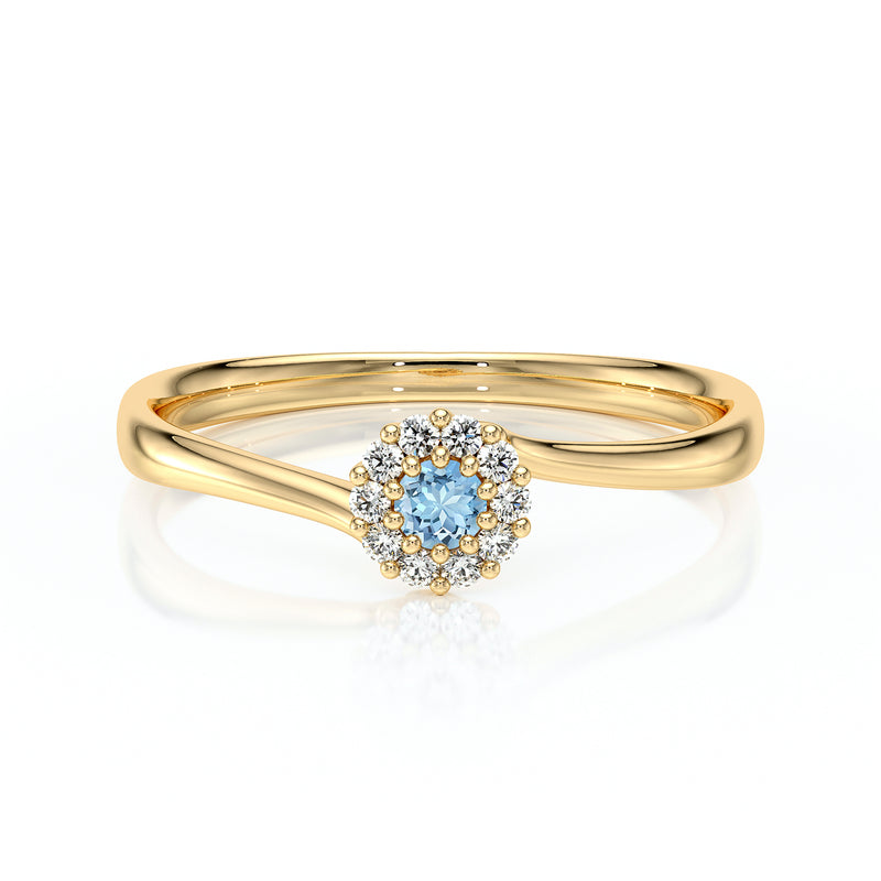 Bague entourage aigue-marine et diamant Pour la Vie - 6