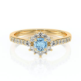 Bague entourage aigue-marine et diamant Pour la Vie - 8