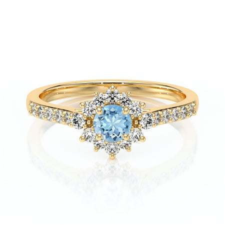 Bague entourage aigue-marine et diamant Pour la Vie - 8