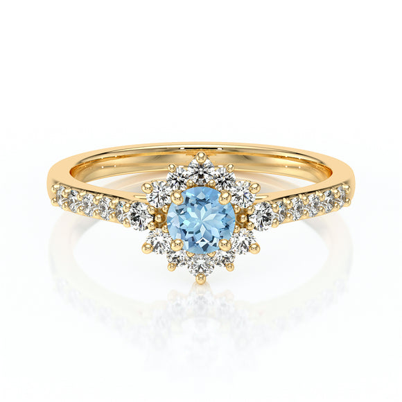 Bague entourage aigue-marine et diamant Pour la Vie - 8