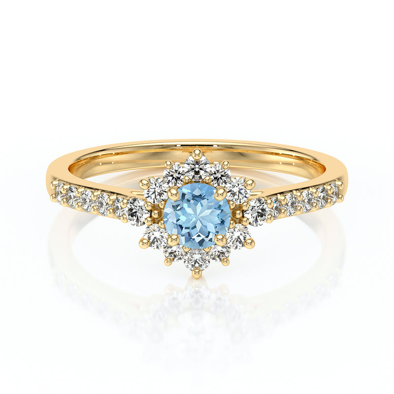 Bague entourage aigue-marine et diamant Pour la Vie - 8