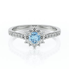 Bague entourage aigue-marine et diamant Pour la Vie - 8