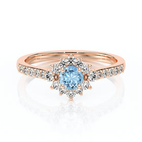 Bague entourage aigue-marine et diamant Pour la Vie - 8