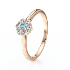 Bague entourage aigue-marine diamant Pour la Vie - 9