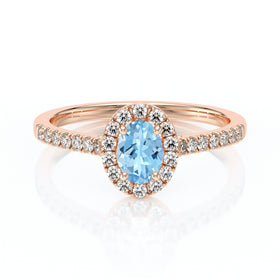 Bague entourage aigue-marine et diamant Promets Moi - 3