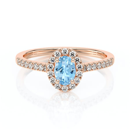 Bague entourage aigue-marine et diamant Promets Moi - 3