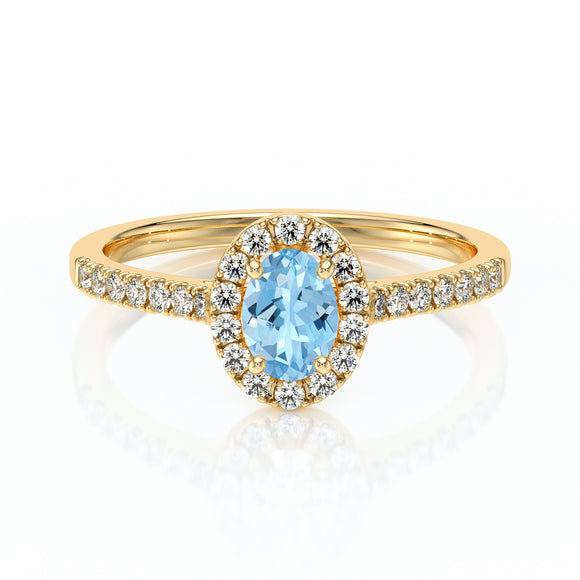 Bague entourage aigue-marine et diamant Promets Moi - 3