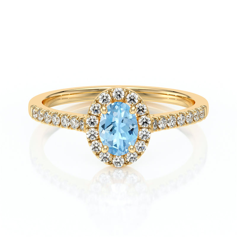 Bague entourage aigue-marine et diamant Promets Moi - 3