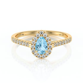 Bague entourage aigue-marine et diamant Promets Moi - 4