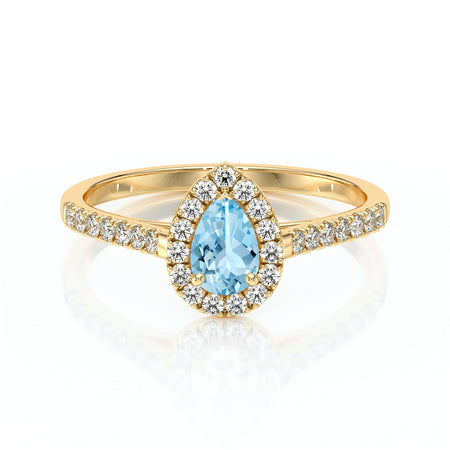 Bague entourage aigue-marine et diamant Promets Moi - 4