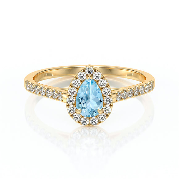 Bague entourage aigue-marine et diamant Promets Moi - 4