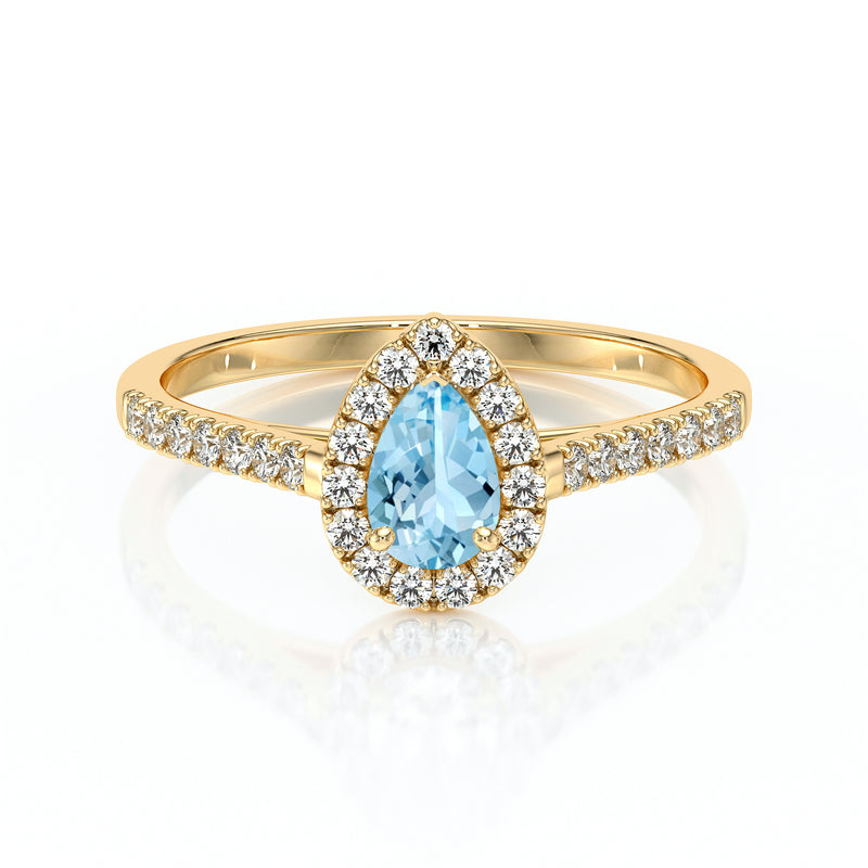 Bague entourage aigue-marine et diamant Promets Moi - 4